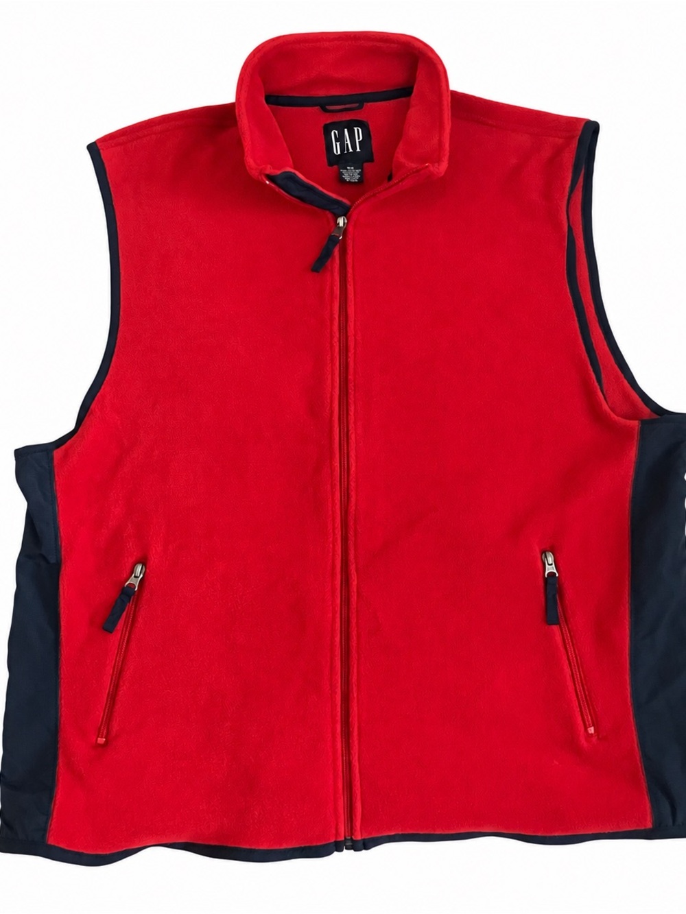 GAP Fleece Vest Mens XXL Red Gorpcore Full Zip Outdoor Cabin Utility Hike Pocket